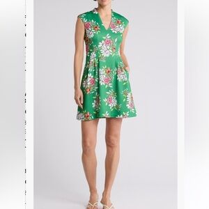 Vince Camuto Floral‎ Scuba Knit Fit & Flare Dress mini dress size 8 NWT